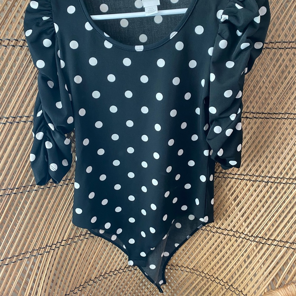 H&M Black and White Polka Dot Bodysuit